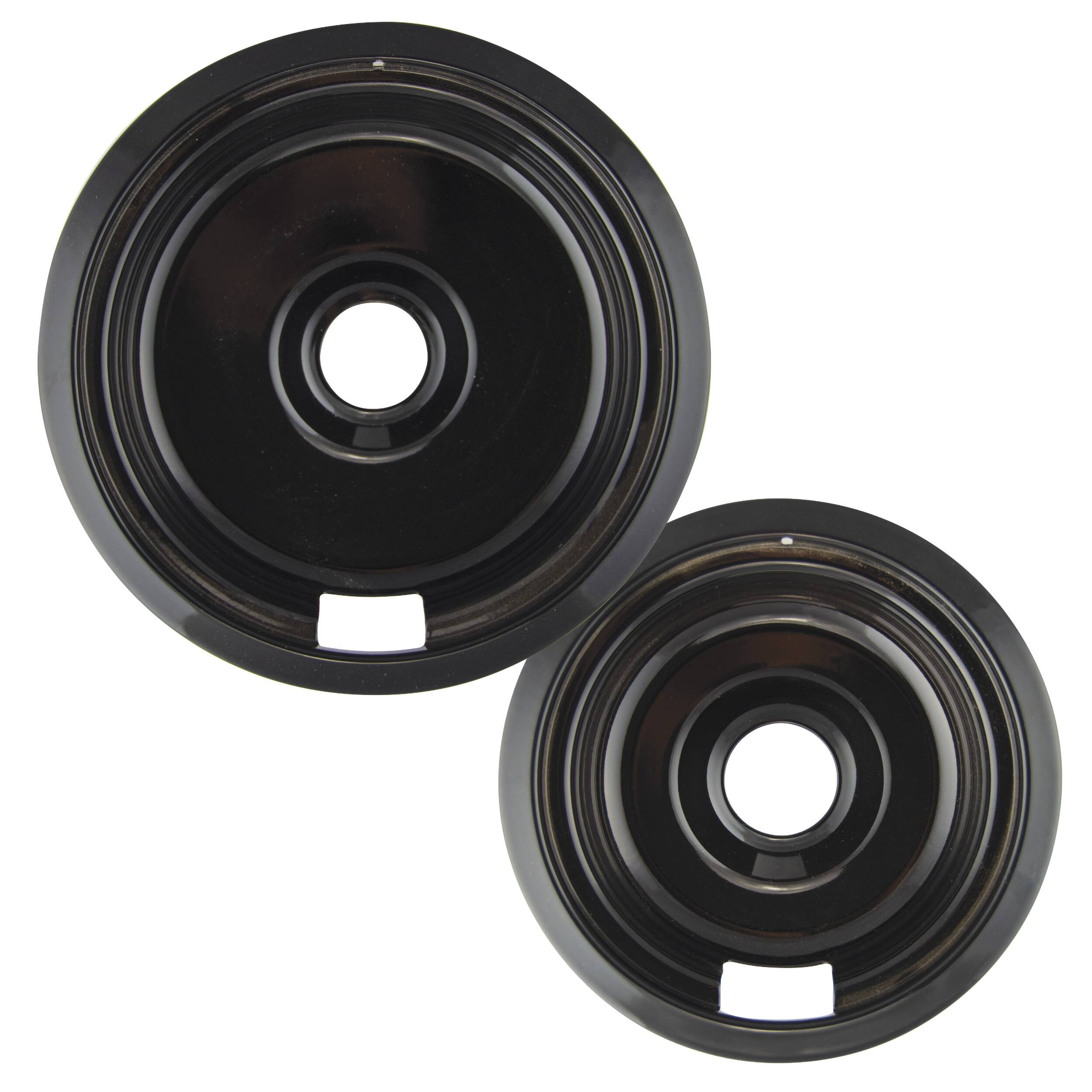 Alt View 1. Range Kleen - Range Kleen P109102X Style F 2pk Heavy Duty Black Porcelain Drip Bowls, Large and Small.