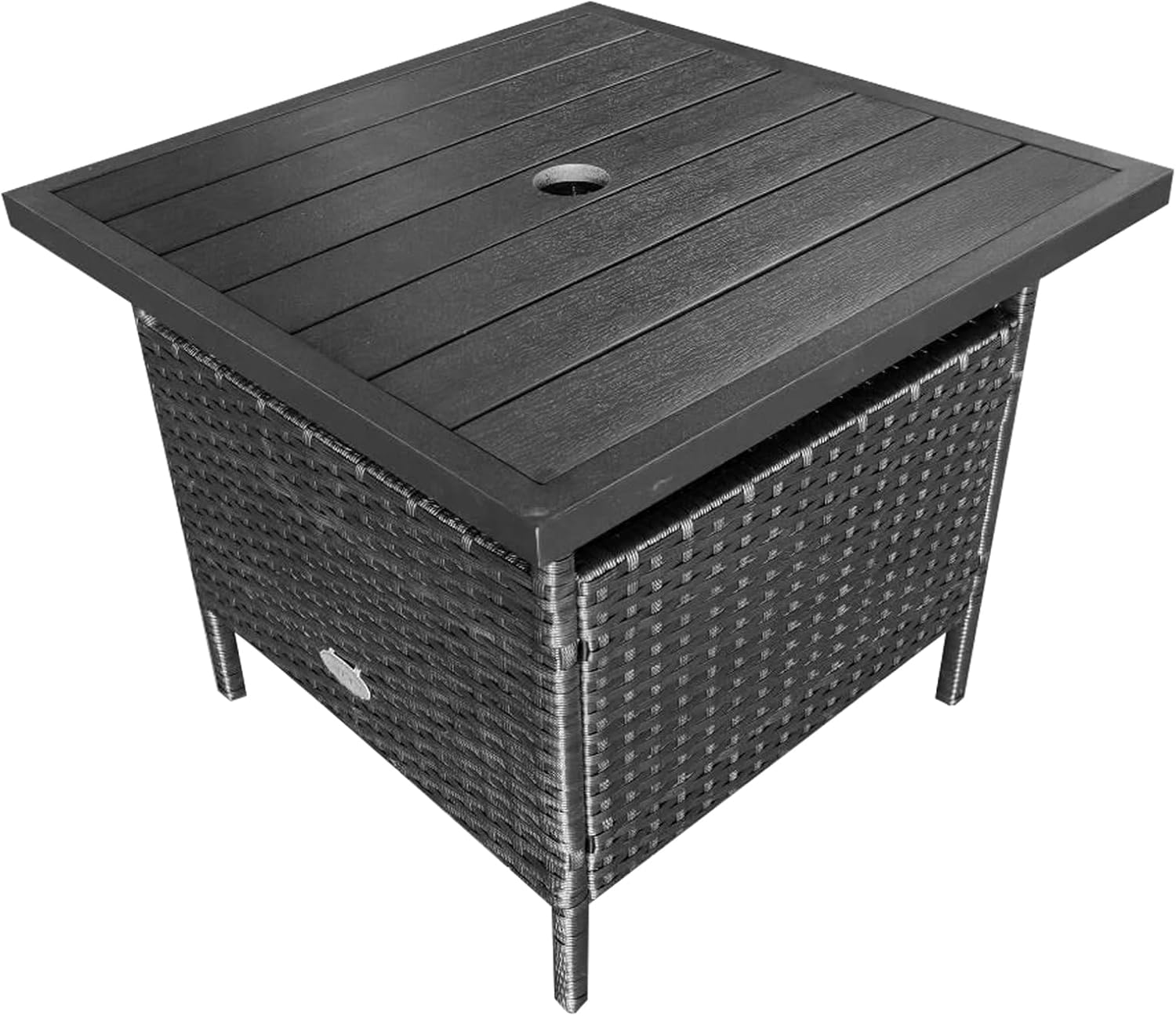 Gymax - 22'' Patio Rattan Square Side End Table Garden Bistro Umbrella Stand Table W/Hole - Black price history on PriceWatchPro