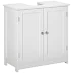 Front. Kleankin - Pedestal Sink Storage Cabinet, Vanity Base Cabinet, Under Sink Bathroom Cabinet with U-Shape Cut-Out - White.
