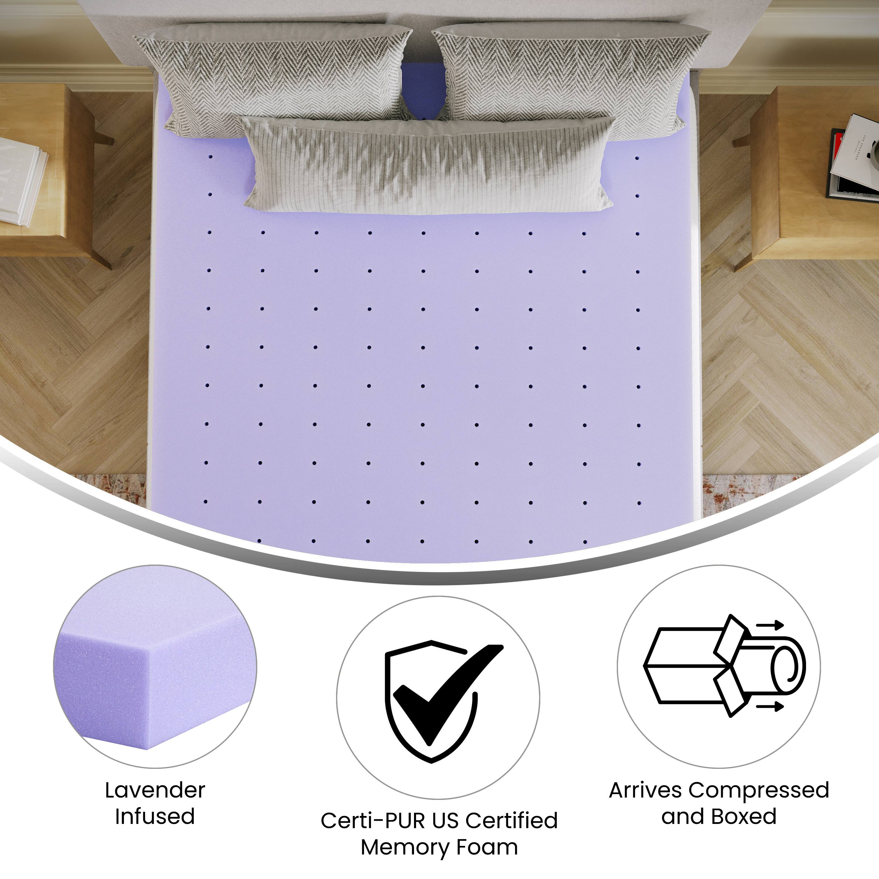 Lavender Infused Certi-PUR US Certified Memory Foam Arrives Compressed and Boxed