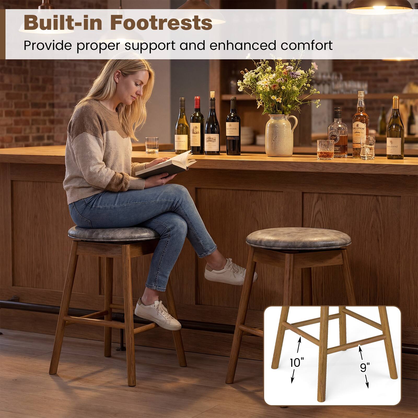 Built-in Footrests  
Provide proper support and enhanced comfort  

JA AFPOON - A FA  

10"  
9"