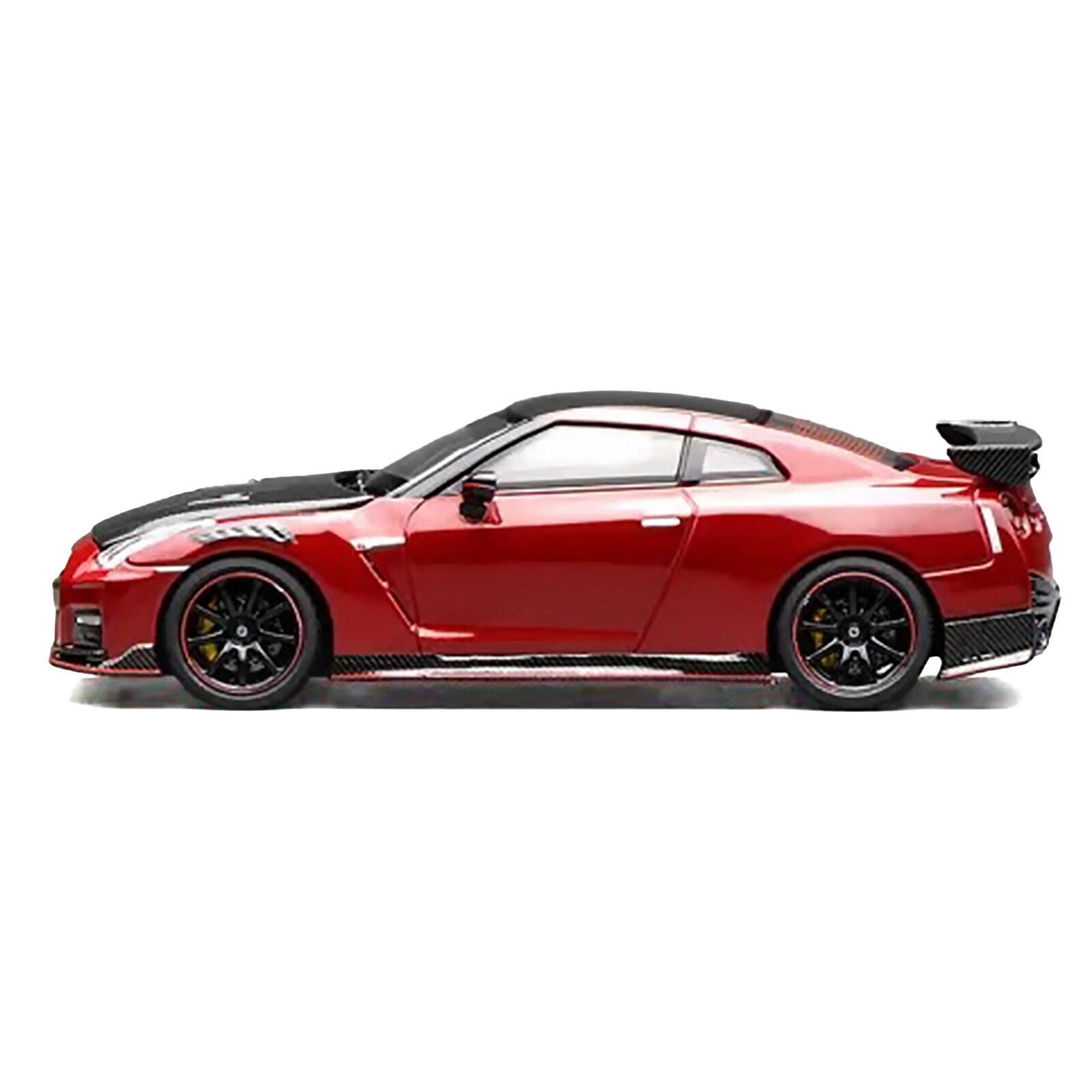 Alt View 2. MotorHelix - 2022 Nissan GT-R Nismo R35 RHD Vibrant Red with Carbon Hood and Top "Senior 64" Series 1/64 Car by MotorHelix.