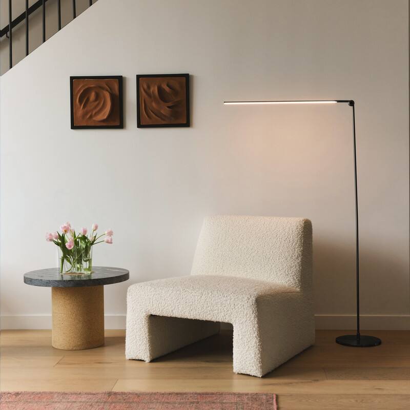 Alt View 5. Brightech - Libra LED Modern Industrial Arc Dimmable Super Bright Floor Lamp with Rotating Height-Adjustable Head - Classic Matte Black.