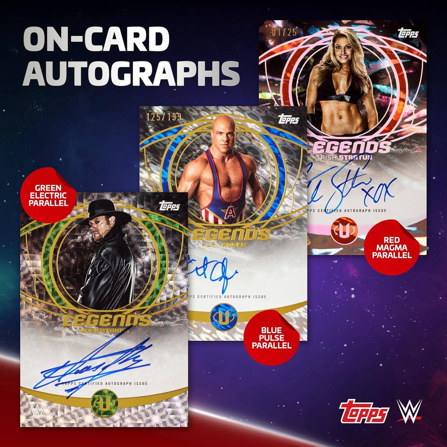 01/25 ON-CARD AUTOGRAPHS TOPPS 125/199 OPPS LEGENDS TRISH STRATUS PARALLEL ELECTRIC GREEN TOPPS PP1 CE CENTIMIED AUTOGRAPH ISSUE A LEGENDS U RED MAGMA PARALLEL DC CERTIFIED AUTOGRAPH ISSUE TOPPS BLUE PULSE PARALLEL TOPPS CERTIFIED AUTOGRAPH ISSUE