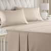 Front. CGK Linens - Luxury Soft 4 Piece Solid Bed Sheet Set - Deep Pocket Fits 8"-16" Mattresses - Queen - Wheat.