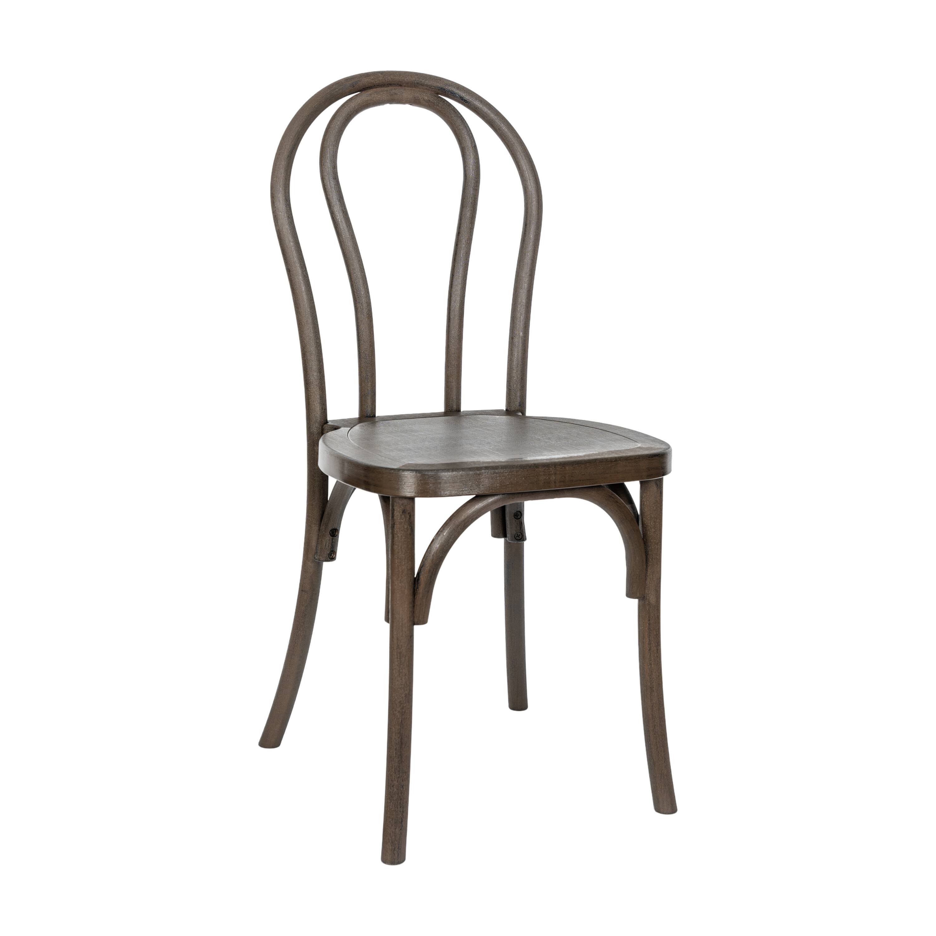 Alt View 1. Emma + Oliver - Hensler Weather-Resistant Wood Look Stackable Resin Thonet Chair for Indoor/Outdoor Use - Dark Brown.