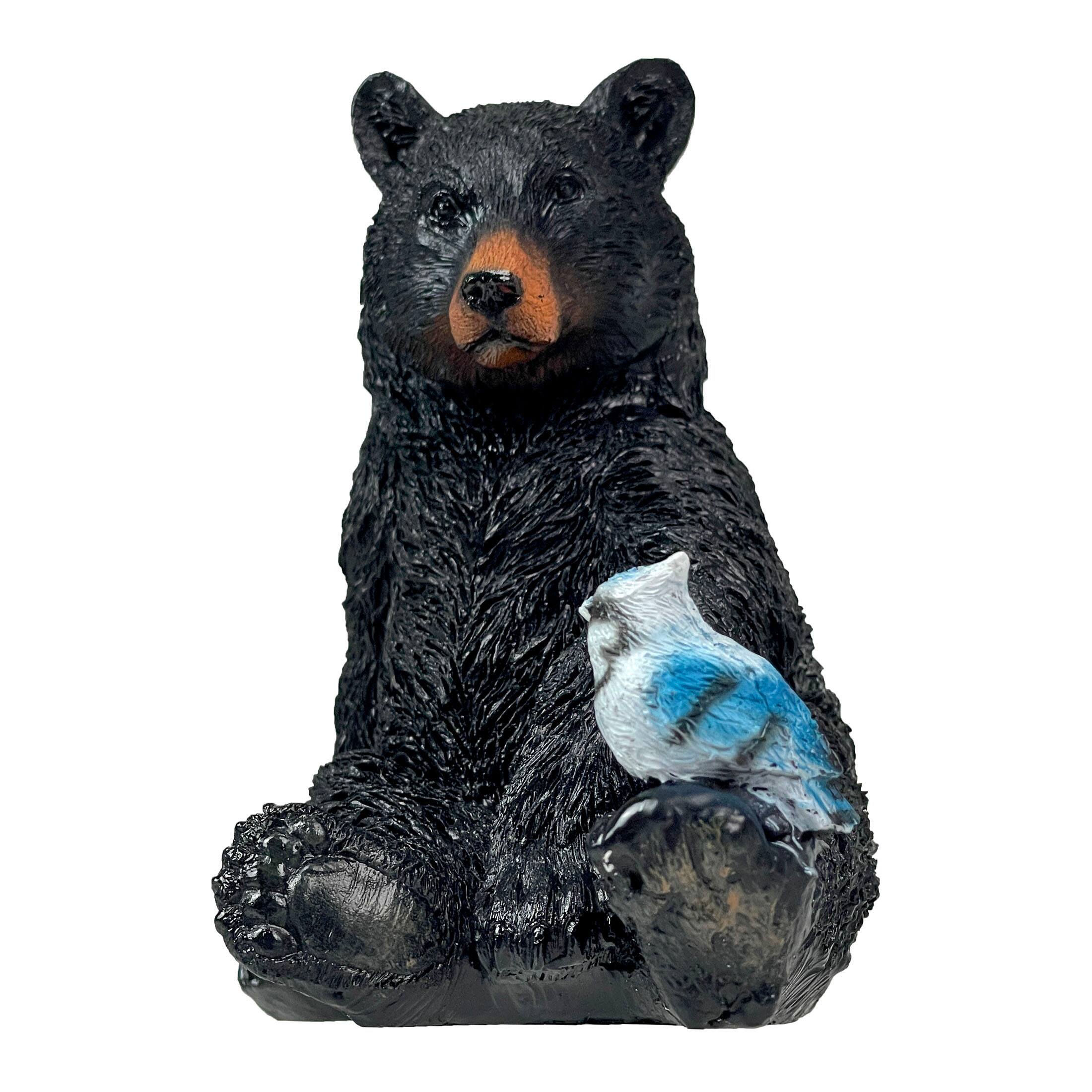 Alt View 9. Things2Die4 - Set of 2 Black Bear Statues with Birds, 5” Tall – Rustic Resin Animal Decor - Black.