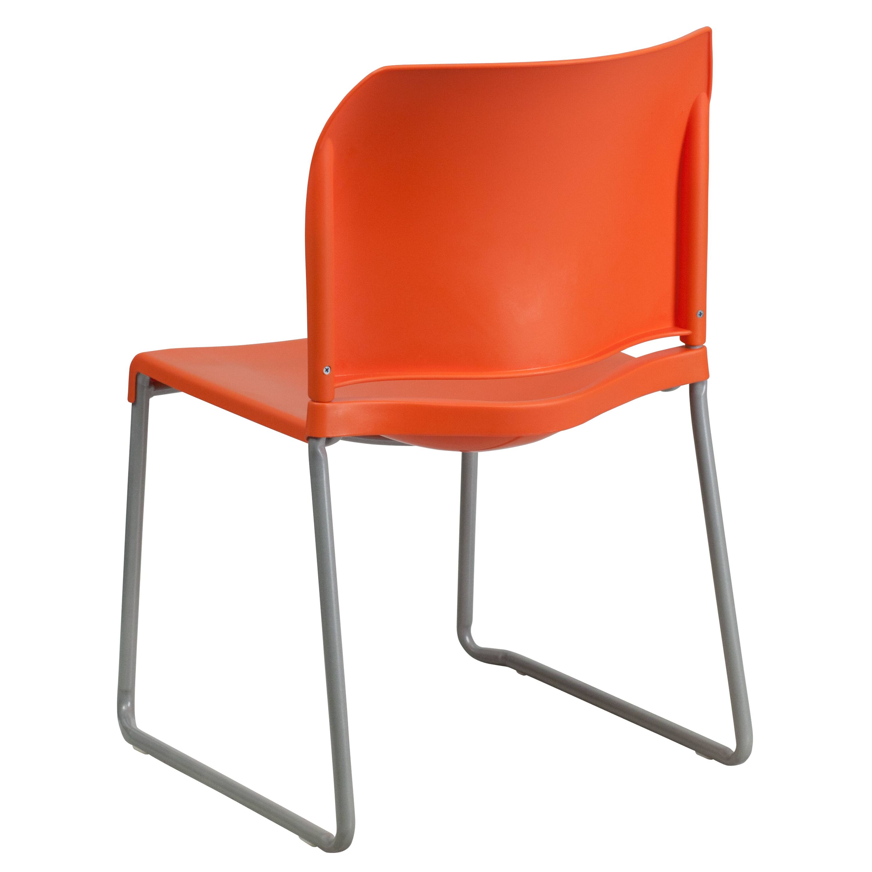 Alt View 7. Emma + Oliver - Home and Office Guest Chair Full Back Contoured Sled Base Stack Chair - Orange.