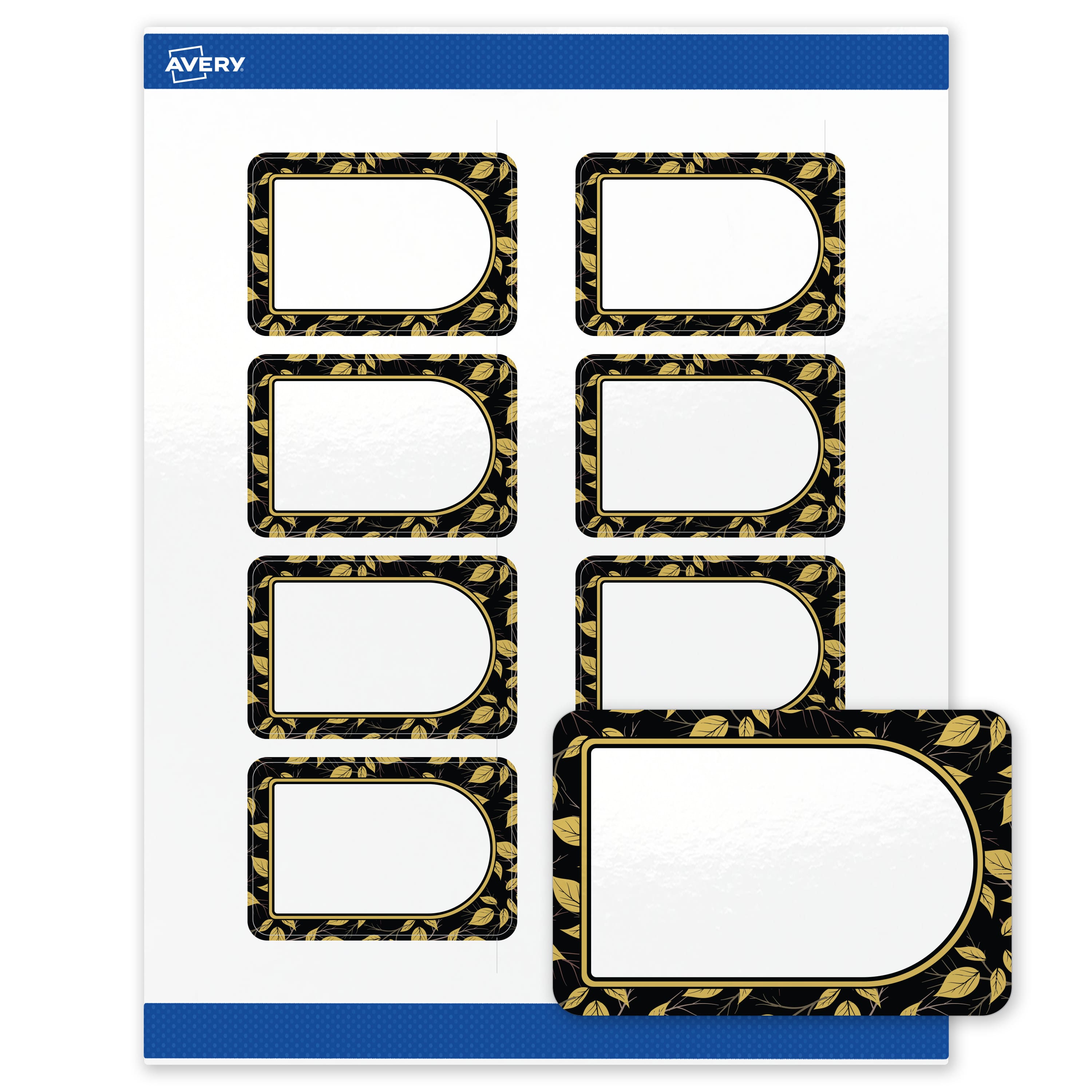 "Avery - Labels, 2"" x 3"", Glossy Arched Black/Golden Leaves - White" price history on PriceWatchPro