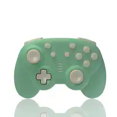 Front. turbX - Mini Mate Wireless Gaming Controller for Switch & PC, LED RGB Charging Stand, 6-Axis Gyro, 3D Joystick - Green.