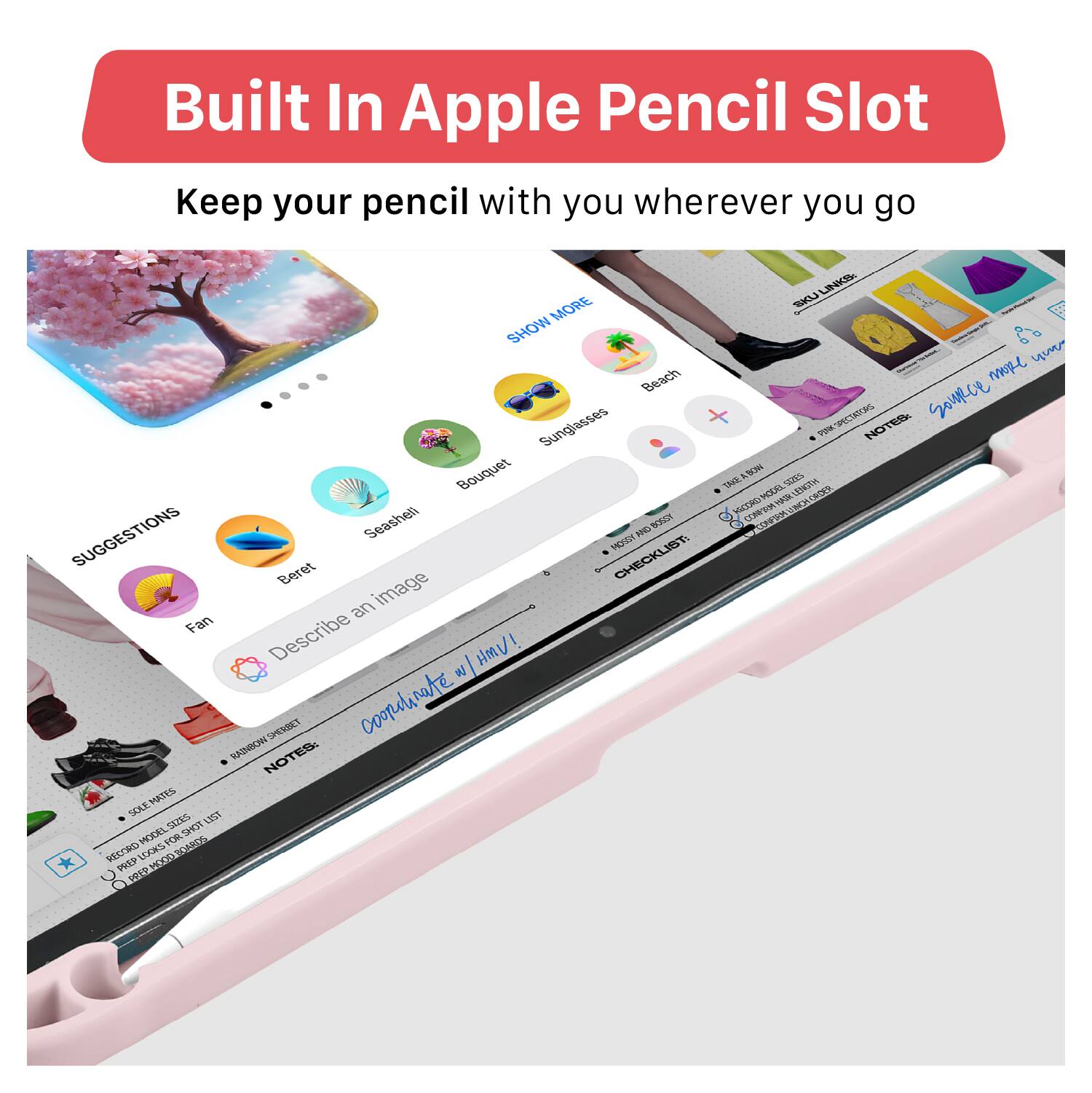 Built In Apple Pencil Slot  
Keep your pencil with you wherever you go