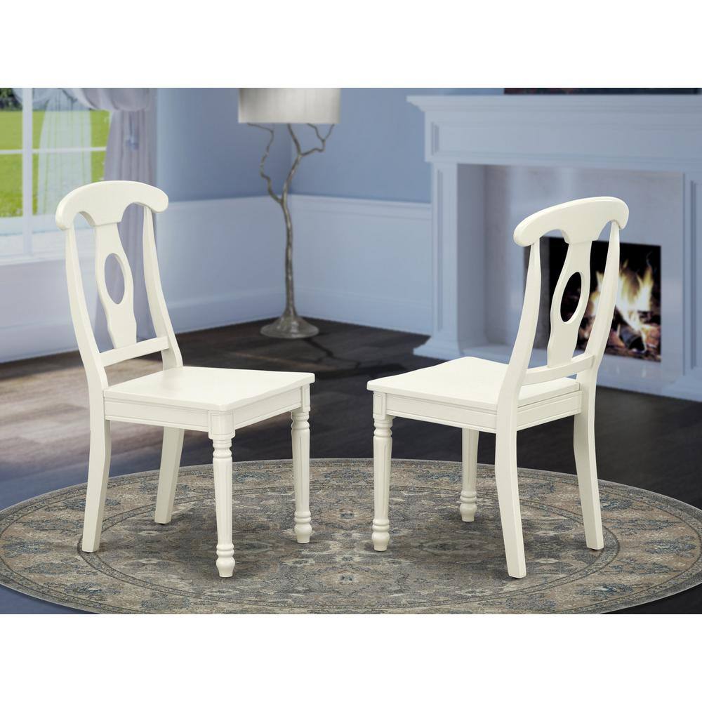 Angle. East West Furniture - Dining Chair Linen White - Brown.
