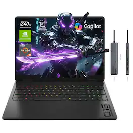 HP - Omen RTX 5070 Gaming Laptop - 16.1" WQXGA 240Hz - AMD Ryzen 9 8940HX - 64GB DDR5 RAM - 2TB SSD - With 7-in-1 USB-C Hub - Black