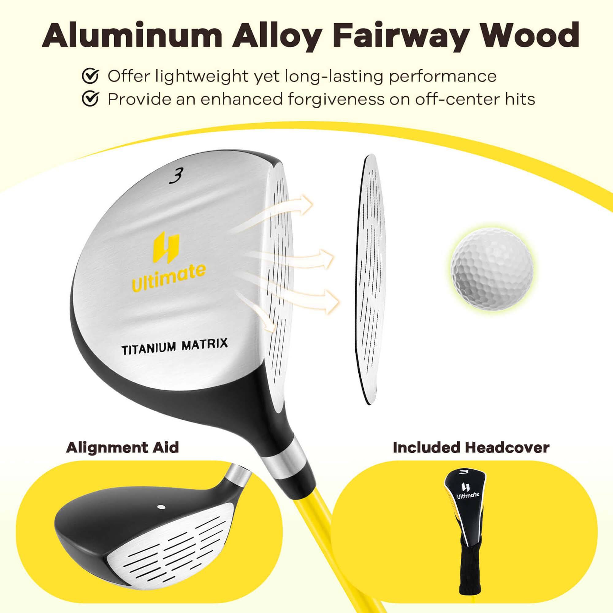 Aluminum Alloy Fairway Wood

- Offer lightweight yet long-lasting performance
- Provide an enhanced forgiveness on off-center hits

3 Ultimate TITANIUM MATRIX

Alignment Aid

Included Headcover