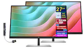HP - E27k G5 27" 4K UHD IPS USB-C Monitor, Anti-Glare, Flicker Free, VESA Mount & DKZ Hub, (6N4C4AA#ABA) 2Pack - Black/Silver