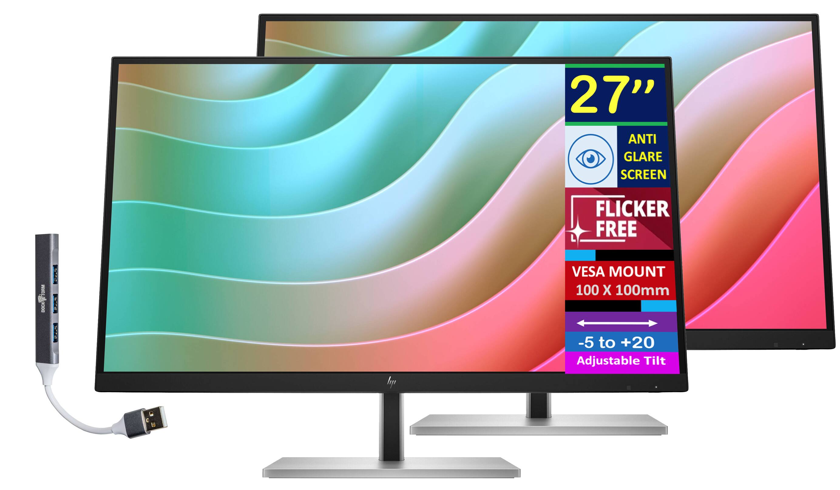 27" Anti Glare Screen Flicker Free VESA Mount 100 x 100mm -5 to +20 Adjustable Tilt