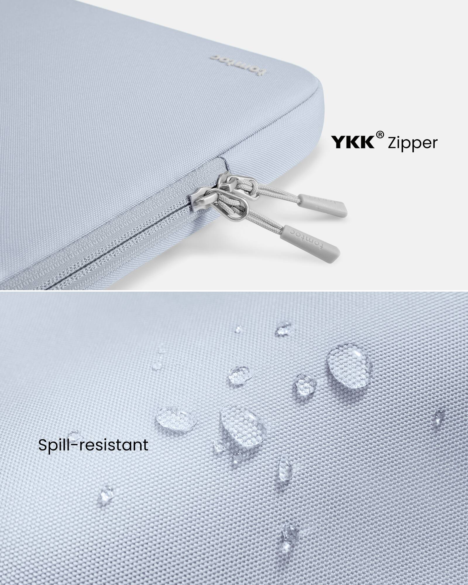 compoc poq  
R YKK Zipper  
tomtoc  
Spill-resistant