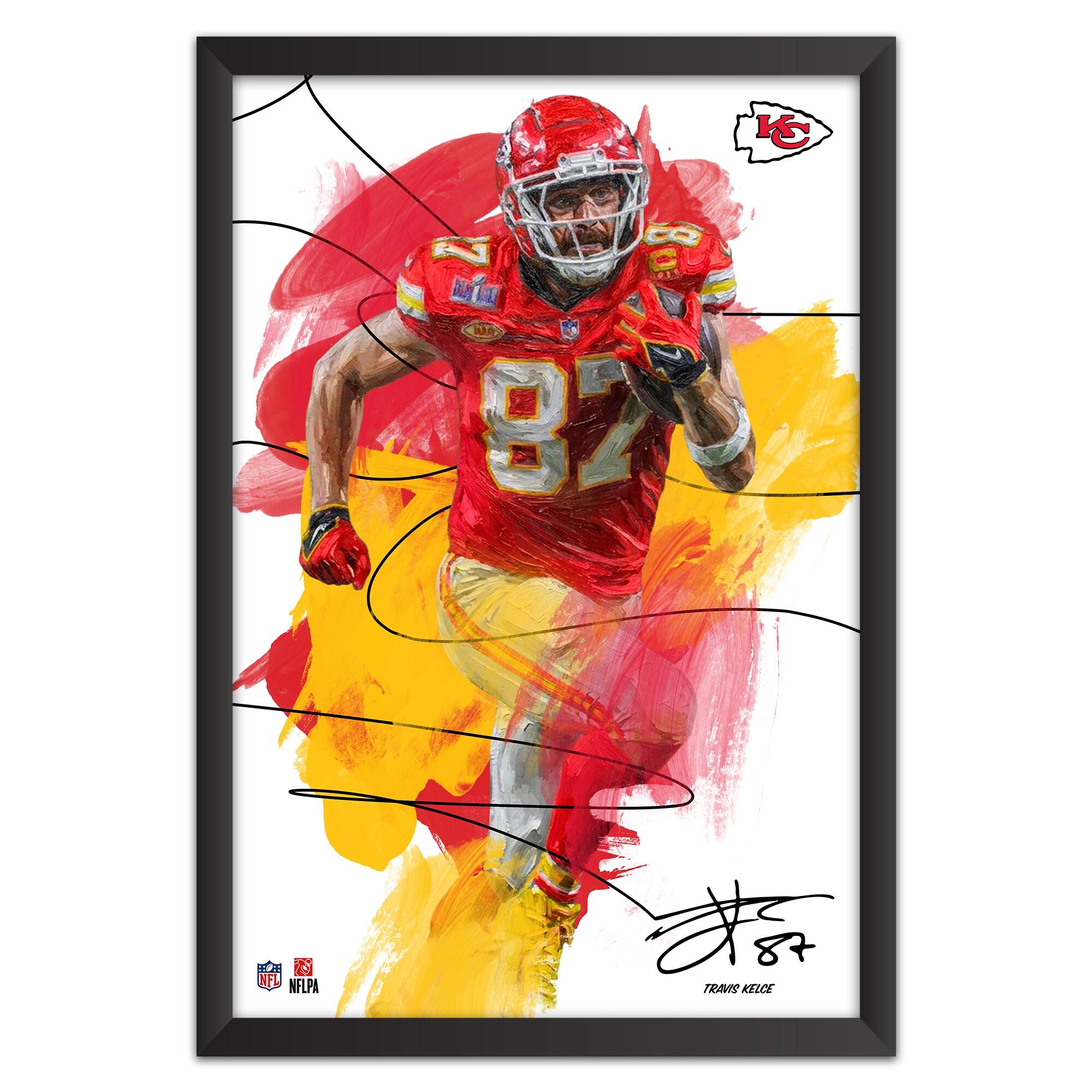 Travis Kelce Kansas City Chiefs 27" x 39" Brush Stroke Player Framed Art Print