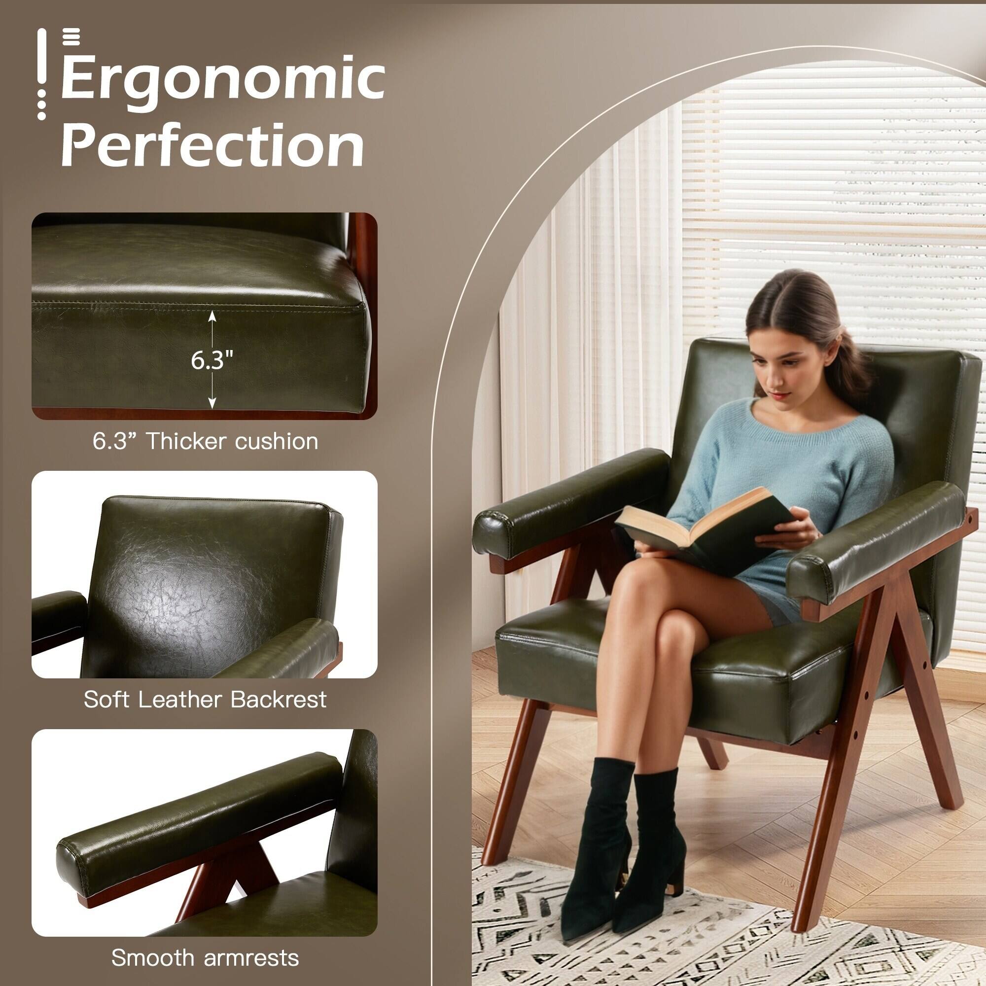 Ergonomic Perfection

6.3" Thicker cushion

Soft Leather Backrest

Smooth armrests