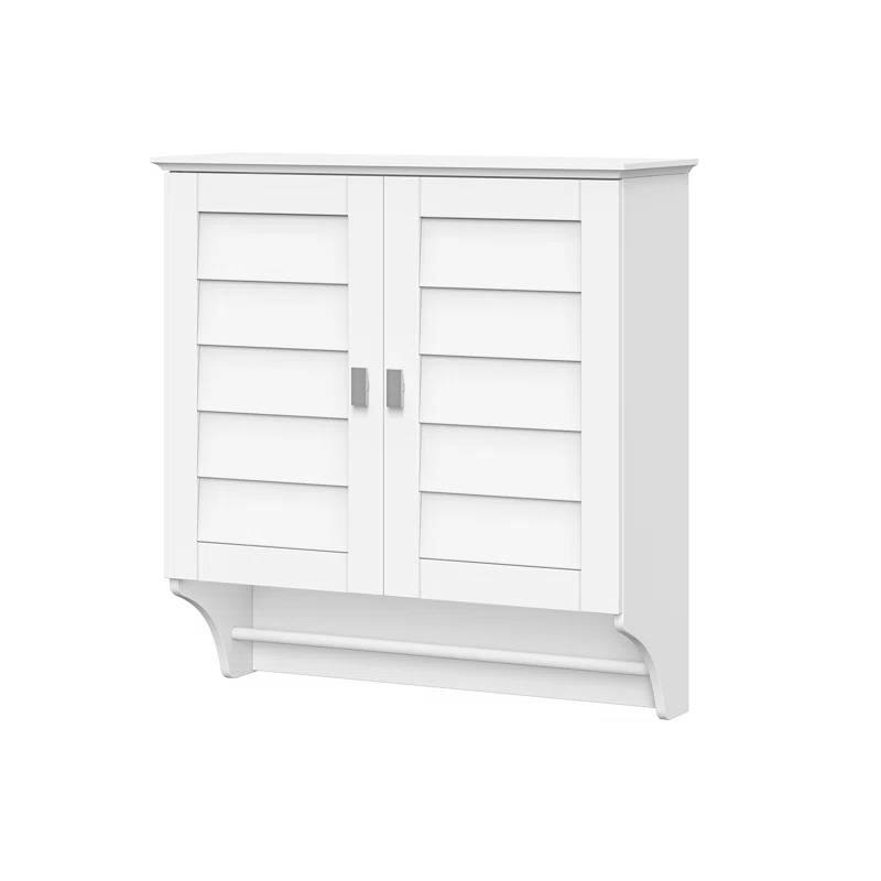 Angle. Hivvago - Wall Mounted Bathroom Medicine Cabinet with Louver Doors and Towel Bar in White - White.
