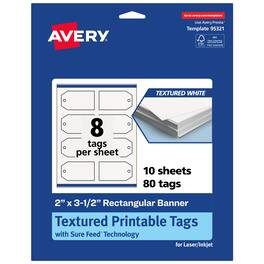 Avery - Rectangular Banner Tags , 2" x 3.5", Matte, 80 Total - White