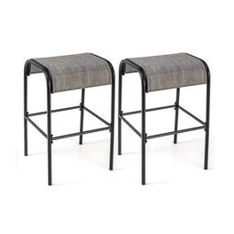 Boyel Living - Black Patio Metal Set of 2 Bar Stools - Brown