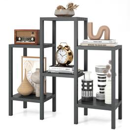 Gymax - 6-Tier Plastic Modular Storage Shelves Open Display Utility Shelving Unit Gray - Gray