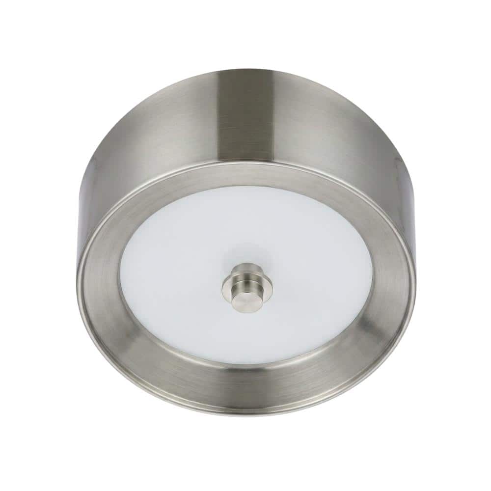 Living District - Hazen 2 light 12 inch Burnished Nickel flush mount - Burnished Nickel And White