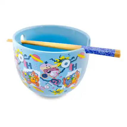 Front. Silver Buffalo - Adventure Time Toss Print 20-Ounce Ramen Bowl and Chopstick Set - Blue.