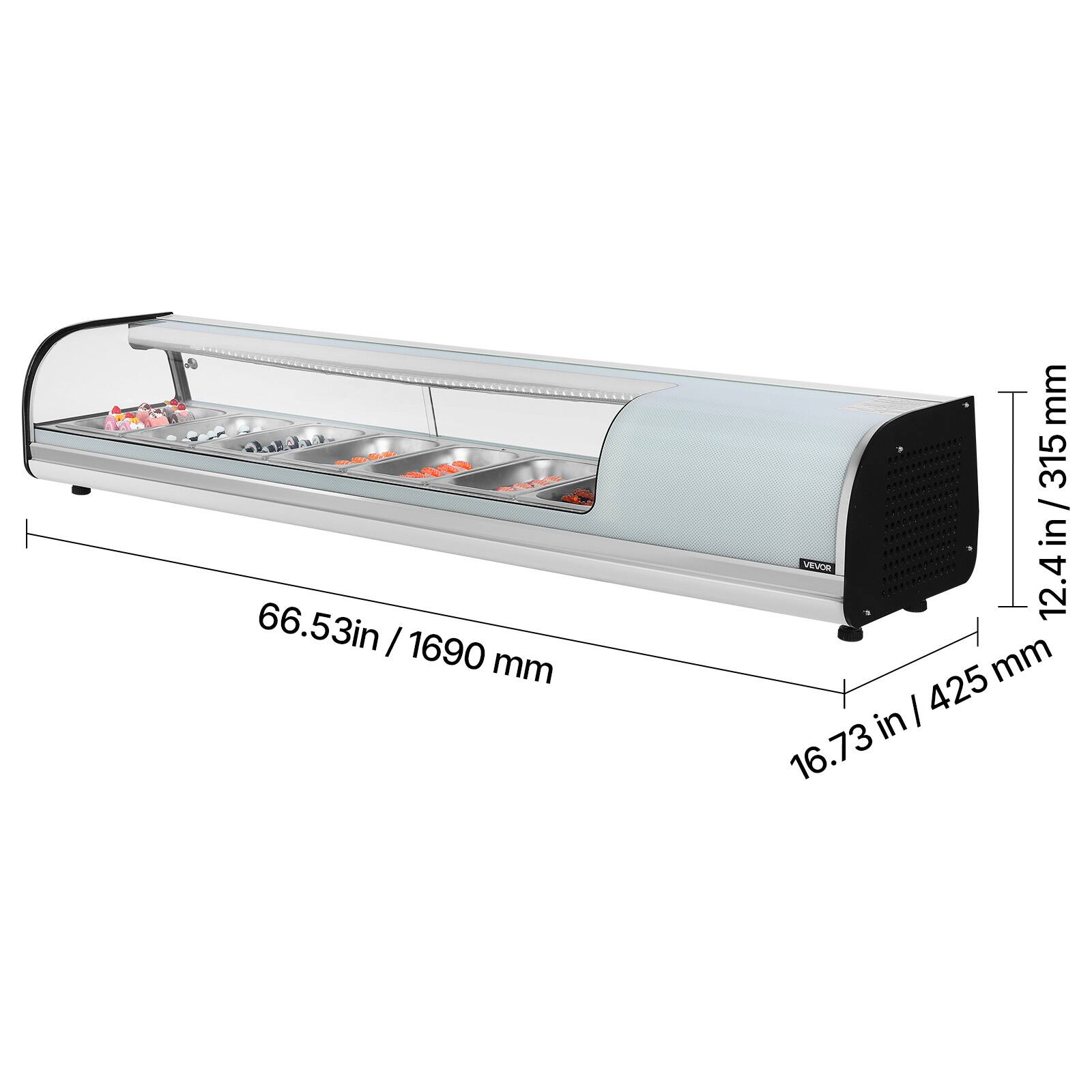 VEVOR Sushi Display Case Refrigerator, 2.5 Cu.ft Commercial Sushi
