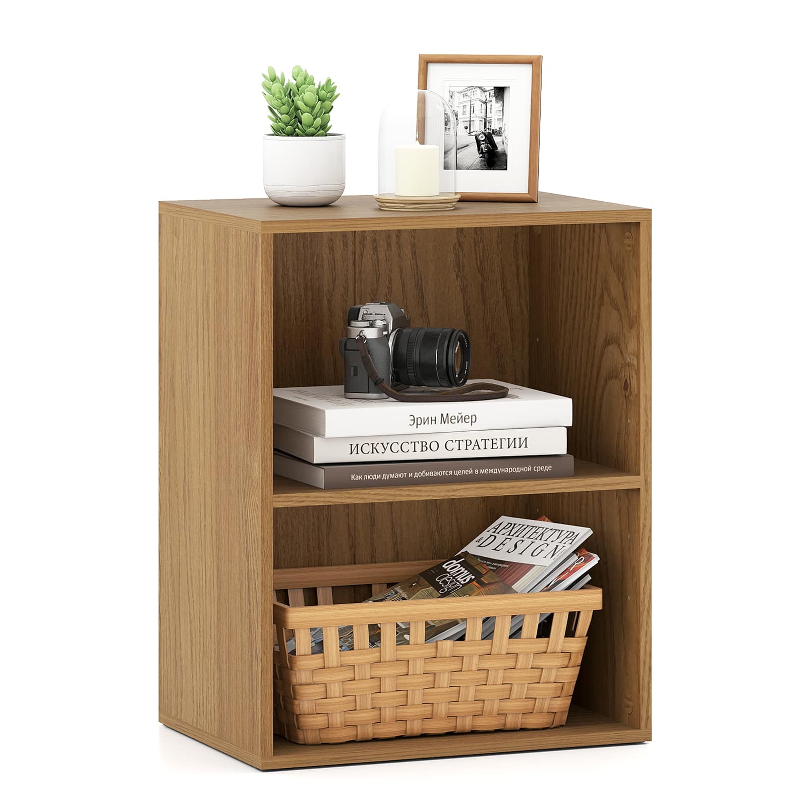 Gymax - 2-Cube Bookcase w/ 5-Position Adjustable Shelf Anti-Toppling Kits for Study - Natural price history on PriceWatchPro