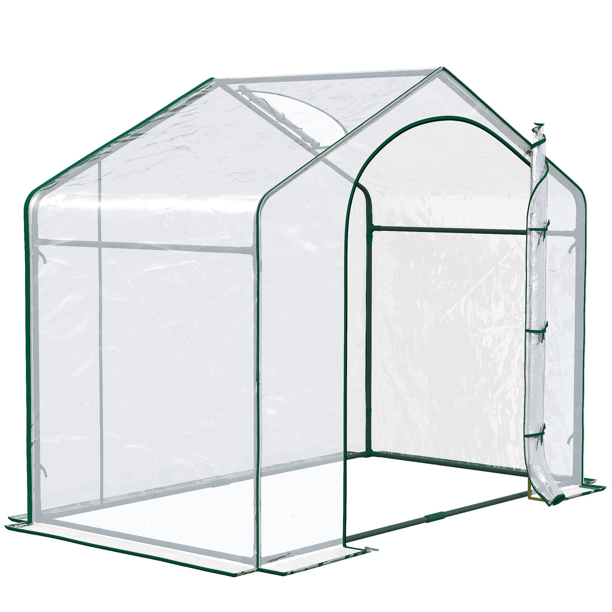 Alt View 5. Outsunny - 6' x 3' x 5' Portable Walk-in Greenhouse, Steel Frame Garden Hot House with Zipper Door and Top Vent for Saplings.