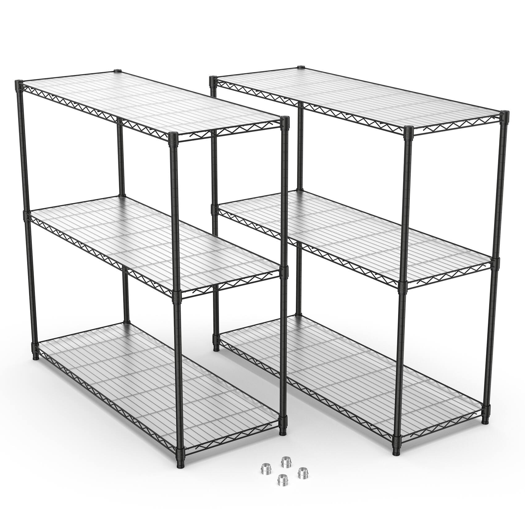 Front. COWLOWN - 2-Pack 3-Tier Wire Shelving Units Adjustable Metal Storage Rack Set - Black.
