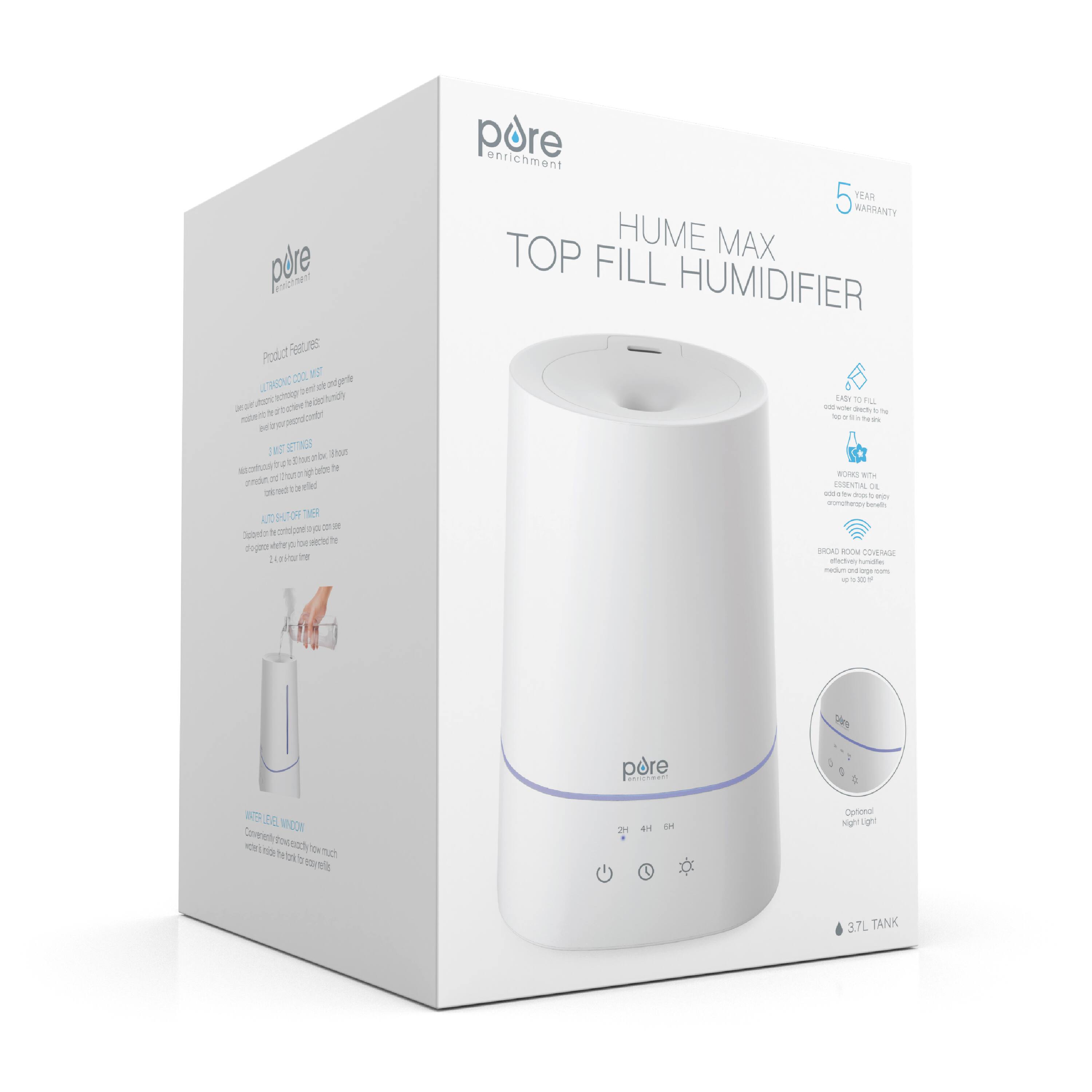 Alt View 18. Pure Enrichment - HUME Max - 1 Gallon Easy Top Fill Ultrasonic Cool Mist Humidifier - White.