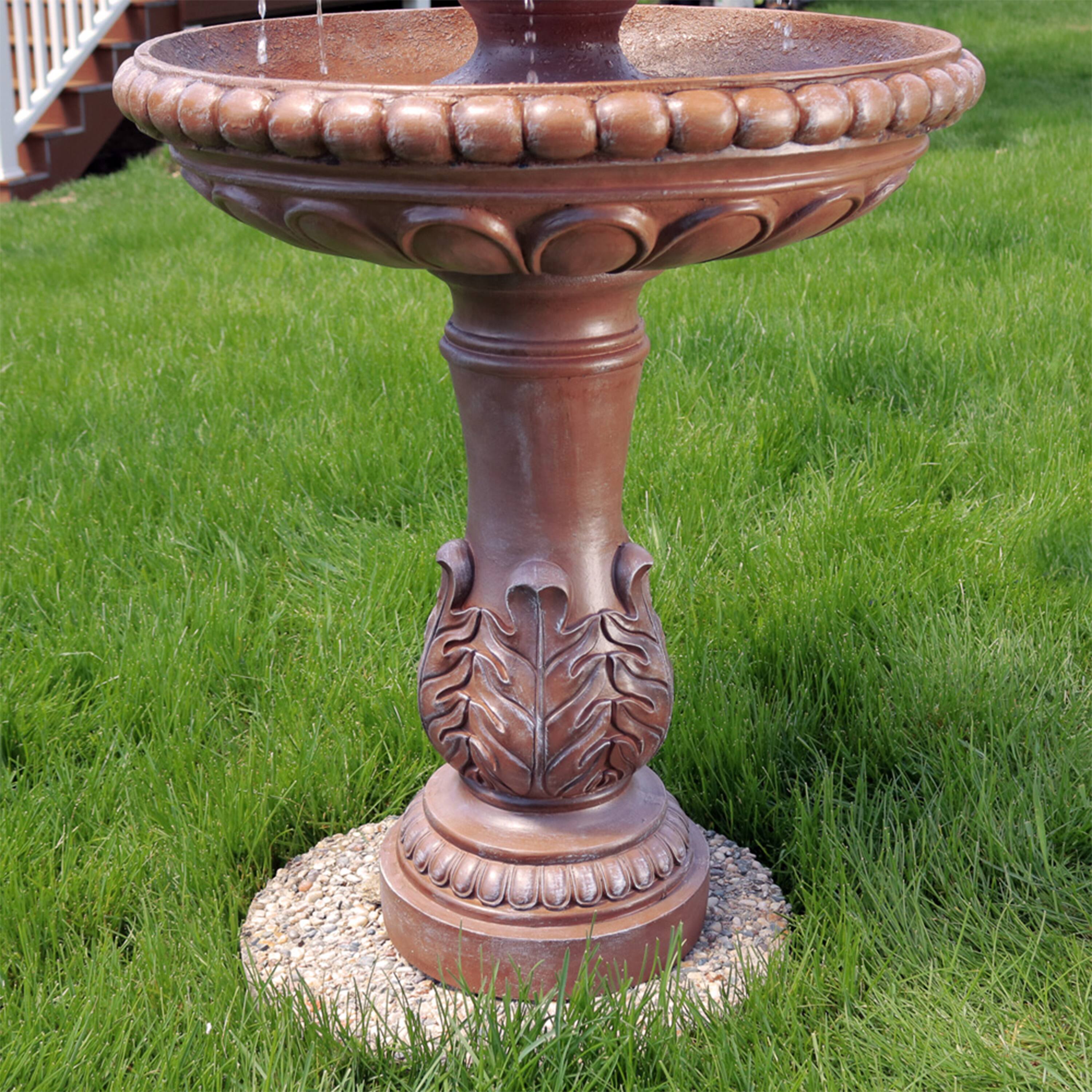 Alt View 5. Sunnydaze - Dove Pair Resin Outdoor 3-Tier Water Fountain - Brown.