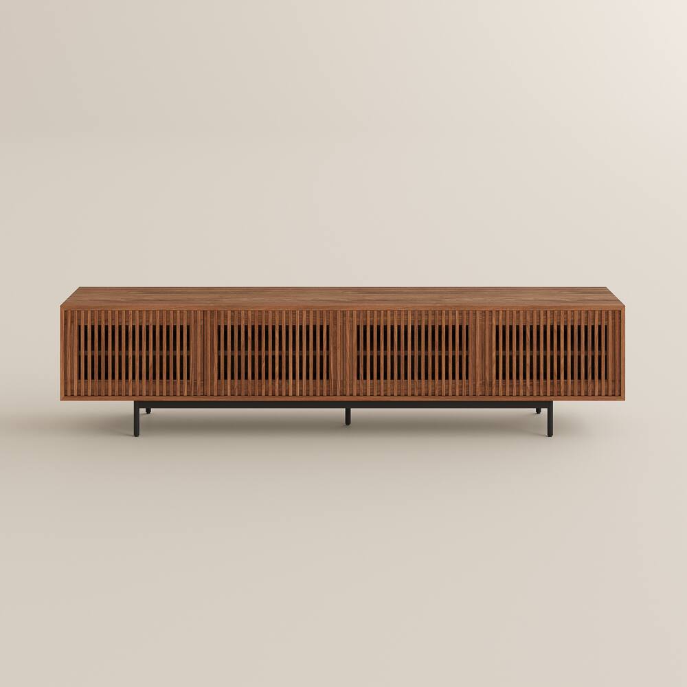 Alt View 3. POVISON - 94.49"Mid-Century Modern TV Stand,Modern TV Console,Entertainment Center Media Console,with Openwork  Iron Legs - Walnut Color.
