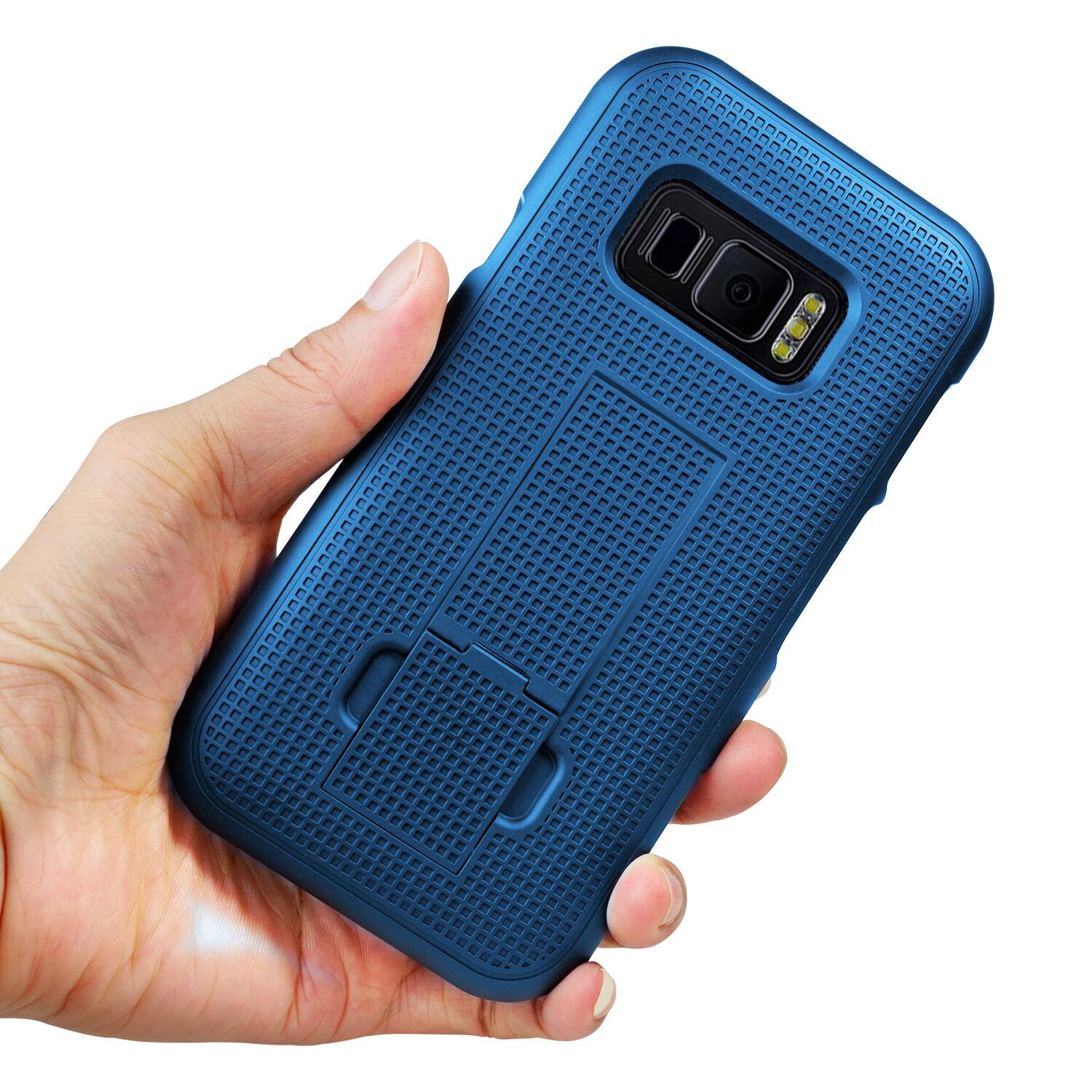 Alt View 5. Nakedcellphone - Case with Stand and Belt Clip Holster for Samsung Galaxy XCover FieldPro - Blue.