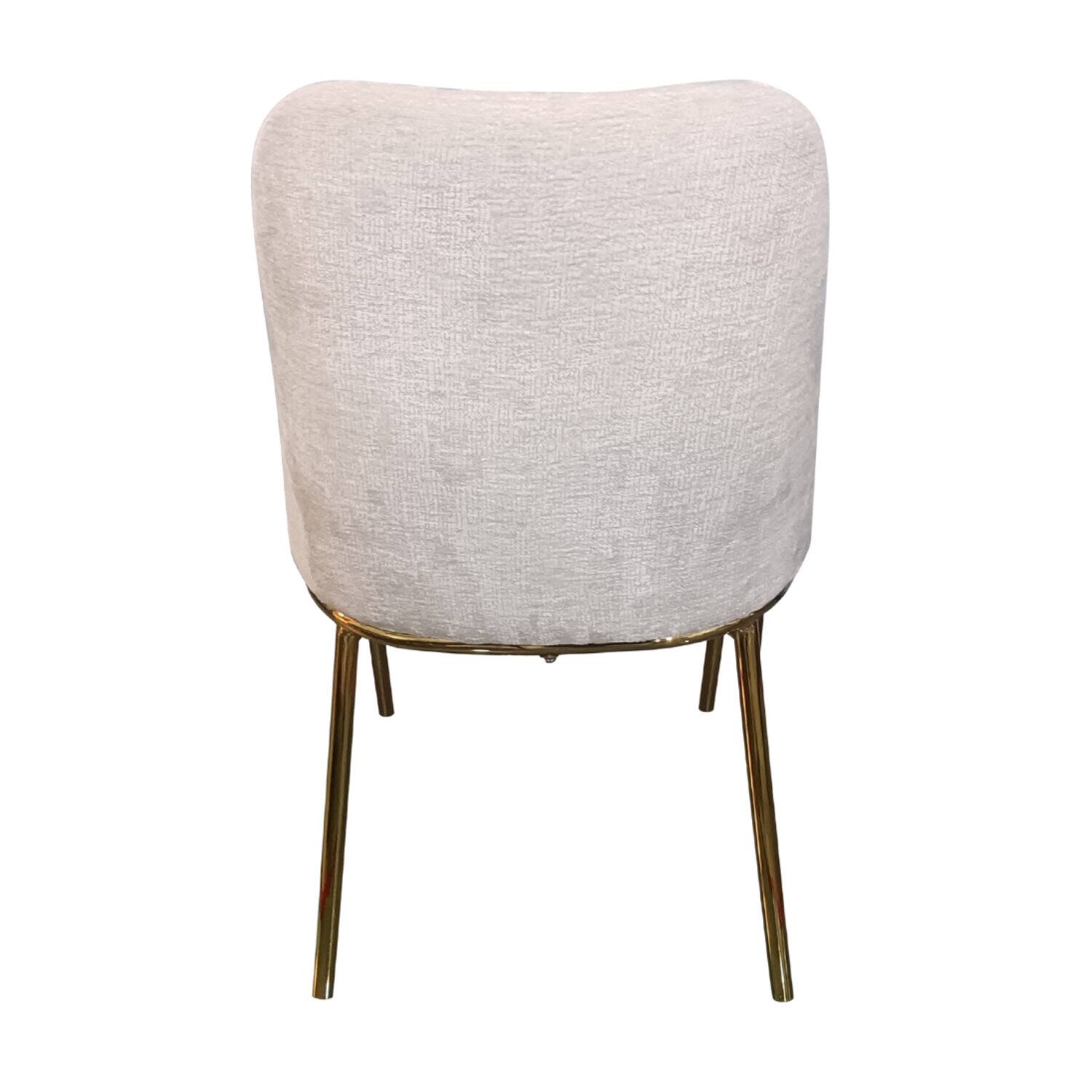 Alt View 8. LeisureMod - Lumen Modern Upholstered Dining Chair with Curved Back & Gold Steel Legs - Accent Side Chair - White Boucle.