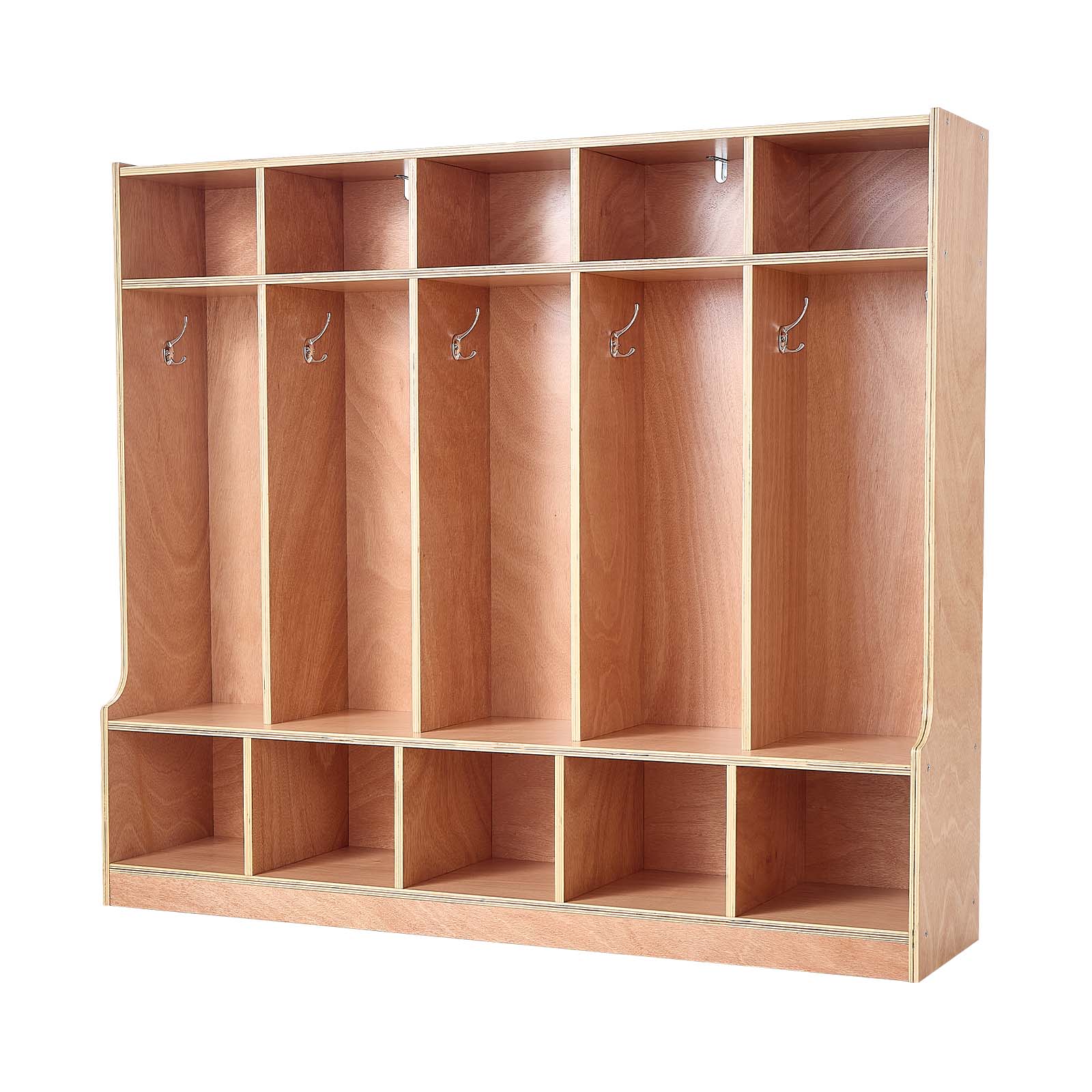 Alt View 5. VEVOR - 5-Section Kids Coat Locker, Wooden Toddler Cubby Storage Organizer with 10 Hooks & Non-Slip Mat, for Home, Kindergarten - Natural Wood.