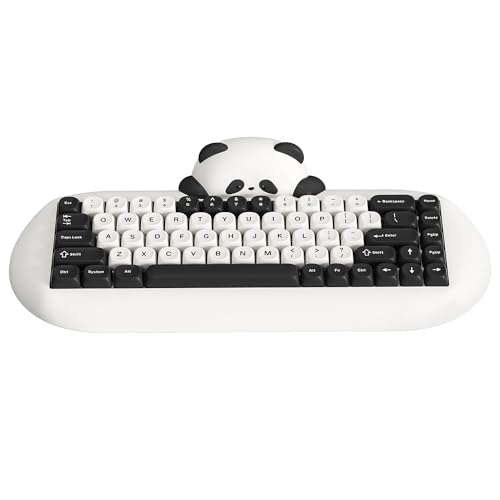 Reds Spade - C68 Mechanical 65 Layout Hot Swap Triple Mode Bt5 0 2 4g wired Rgb Nkro Cute Cat Silicone Design For Win mac - White Panda-Panda Switch