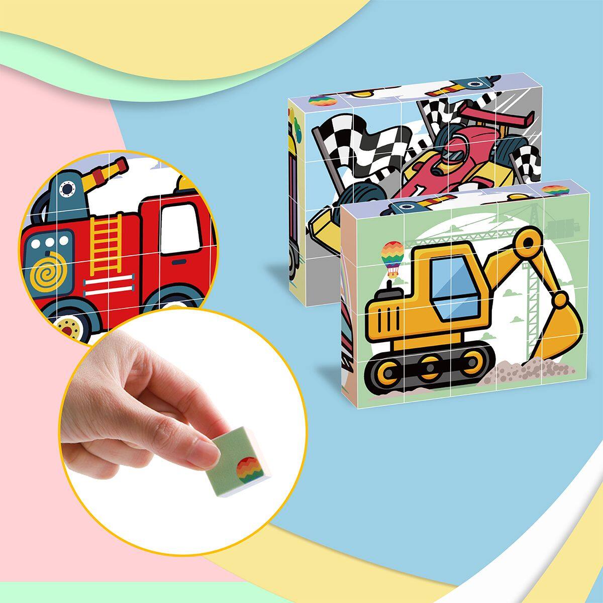 Alt View 7. PicassoTiles - PicassoTiles 20 PC Magnetic Blocks Vehicle Theme, Magnetic Building Blocks Toy for Kids 3+.