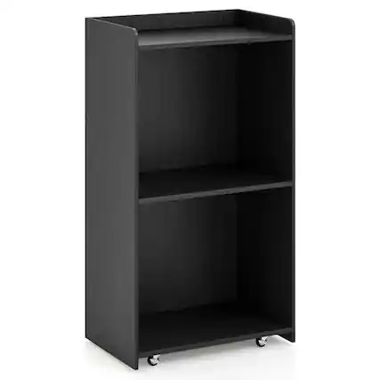 Front. Costway - Costway 41" Presentation Podium with 2 Storage Shelves Laptop Computer Cart 4 Casters Black - Black.