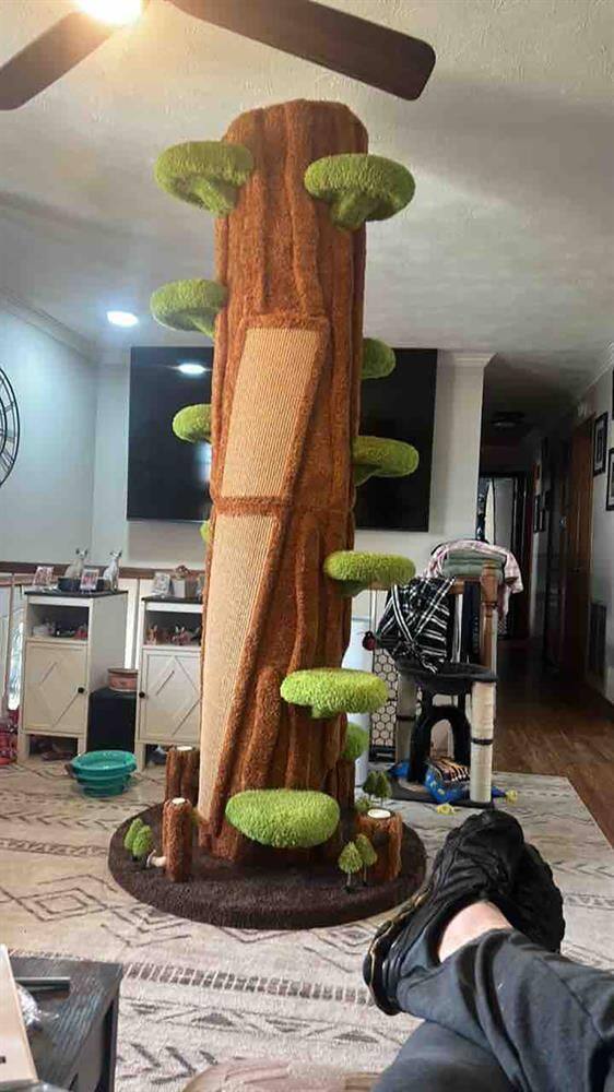 Alt View 4. Kadyn - Cat Scratching Tower,Cat Tree, 90.5 Inch Tall Multifunctional Cat Tree with Private Condos for Indoor Cats - Brown.