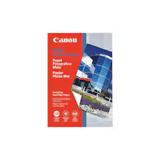 Canon
Matte Photo Paper
Papel Fotográfico Mate
Papier Photo Mat
Everyday Specialty Paper.
Papel especial para uso diario.
Papier spécial de tous les jours
120
45 DE
4x6
SHEETS WEIGHT SIZE
HOJAS PESO TAMANO
FEUILLES POIDS FORMAT