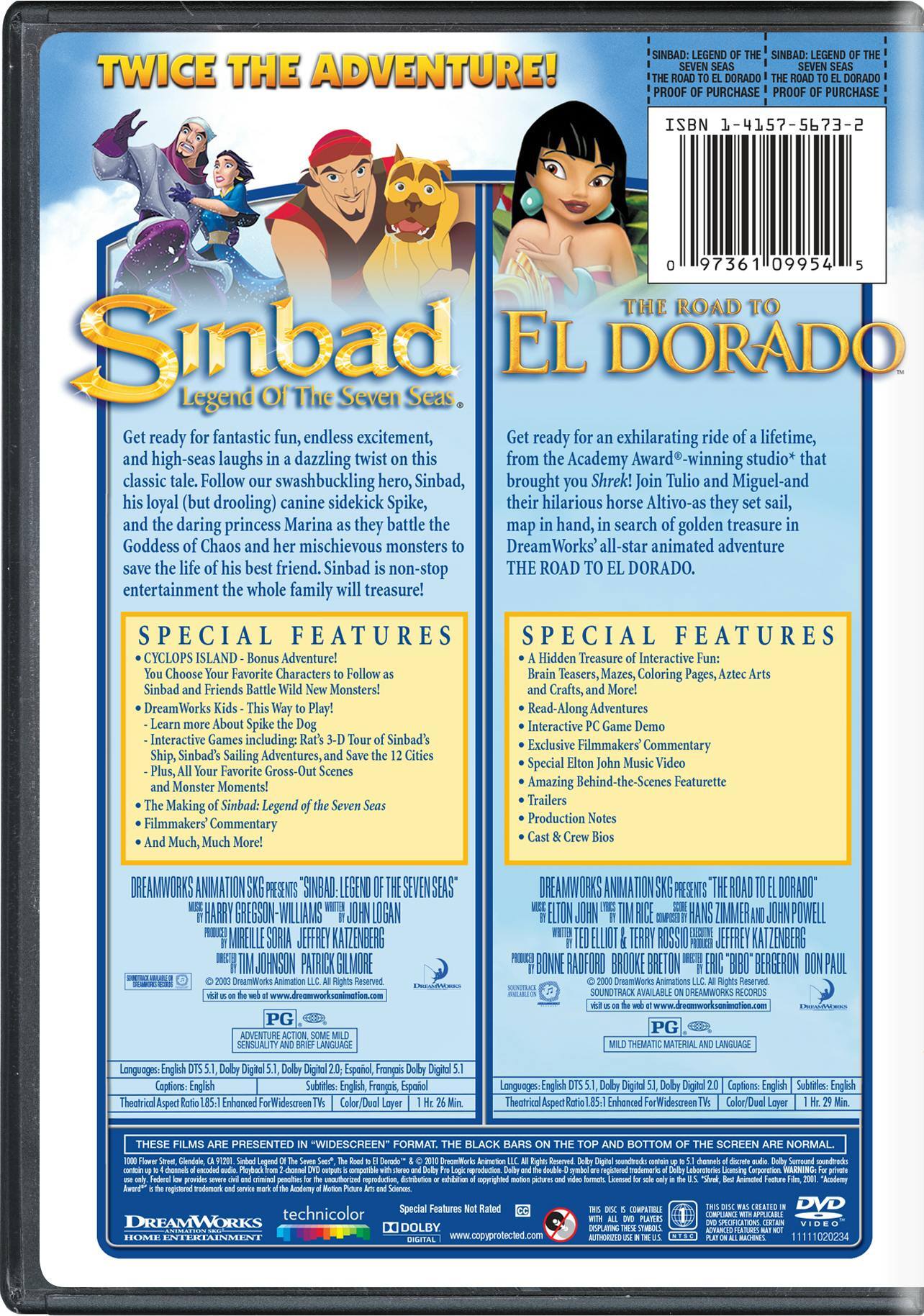 Angle. Sinbad: Legend of the Seven Seas/The Road to El Dorado (DVD Double Feature) [DVD].