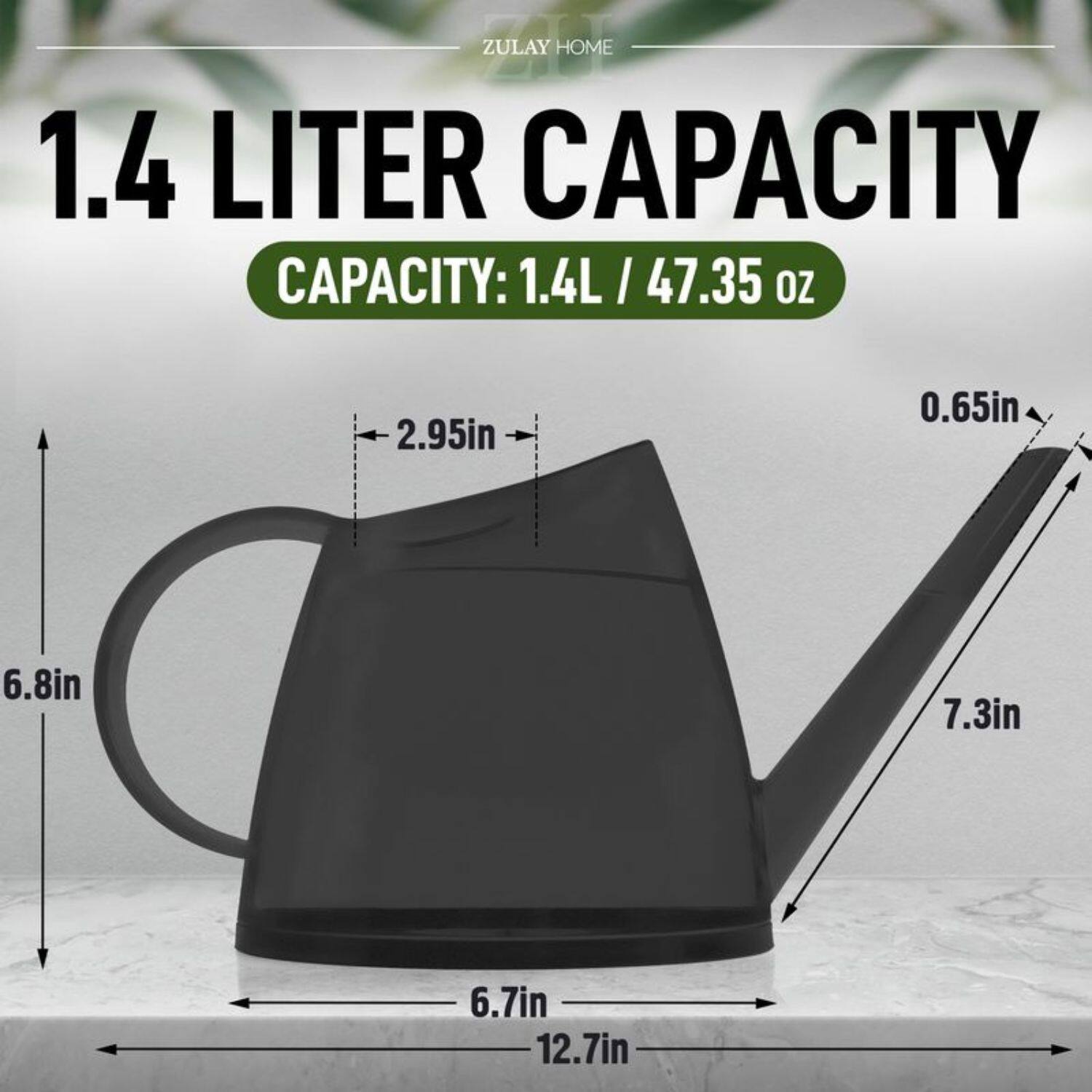 ZULAY HOME

1.4 LITER CAPACITY  
CAPACITY: 1.4L / 47.35 oz

- 2.95in
- 6.8in
- 6.7in
- 12.7in
- 7.3in
- 0.65in
