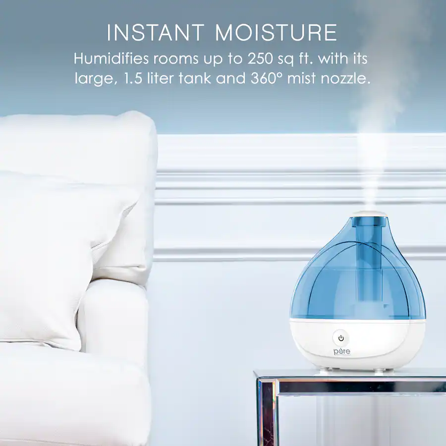 Pure Environment Humidifier Pure Enrichment 1.5L Tank Humidifier and Night Light White PEHUMIDIF-RT ...