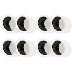 Front. Theater Solutions by Goldwood - TS80C Flush Mount In Ceiling Speakers with 8" Woofers Home Theater 4 Pair Pack - Paintable White.