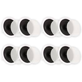 Theater Solutions by Goldwood - TS80C Flush Mount In Ceiling Speakers with 8" Woofers Home Theater 4 Pair Pack - Paintable White