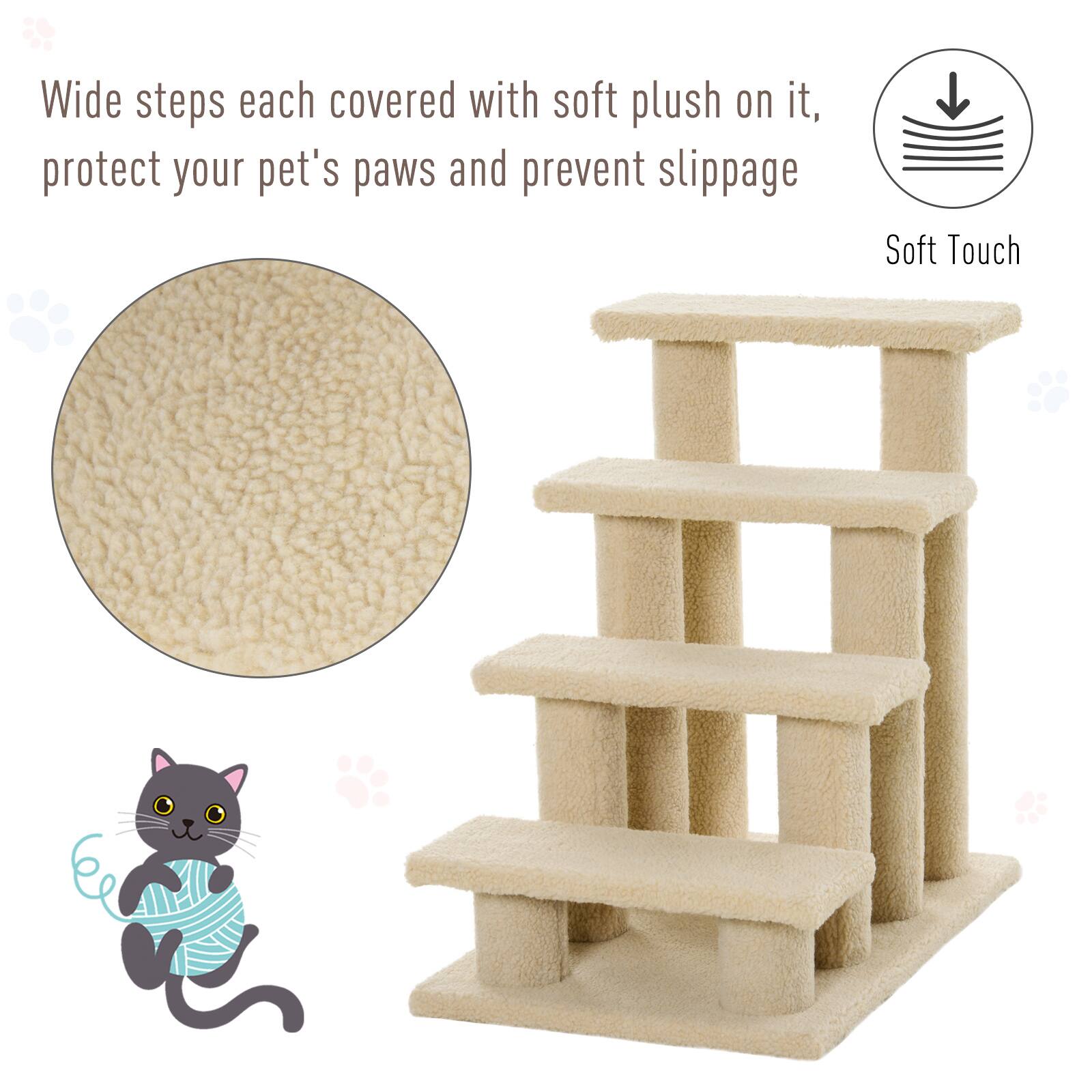 Wide steps each covered with soft plush on it, protect your pet's paws and prevent slippage

Soft Touch